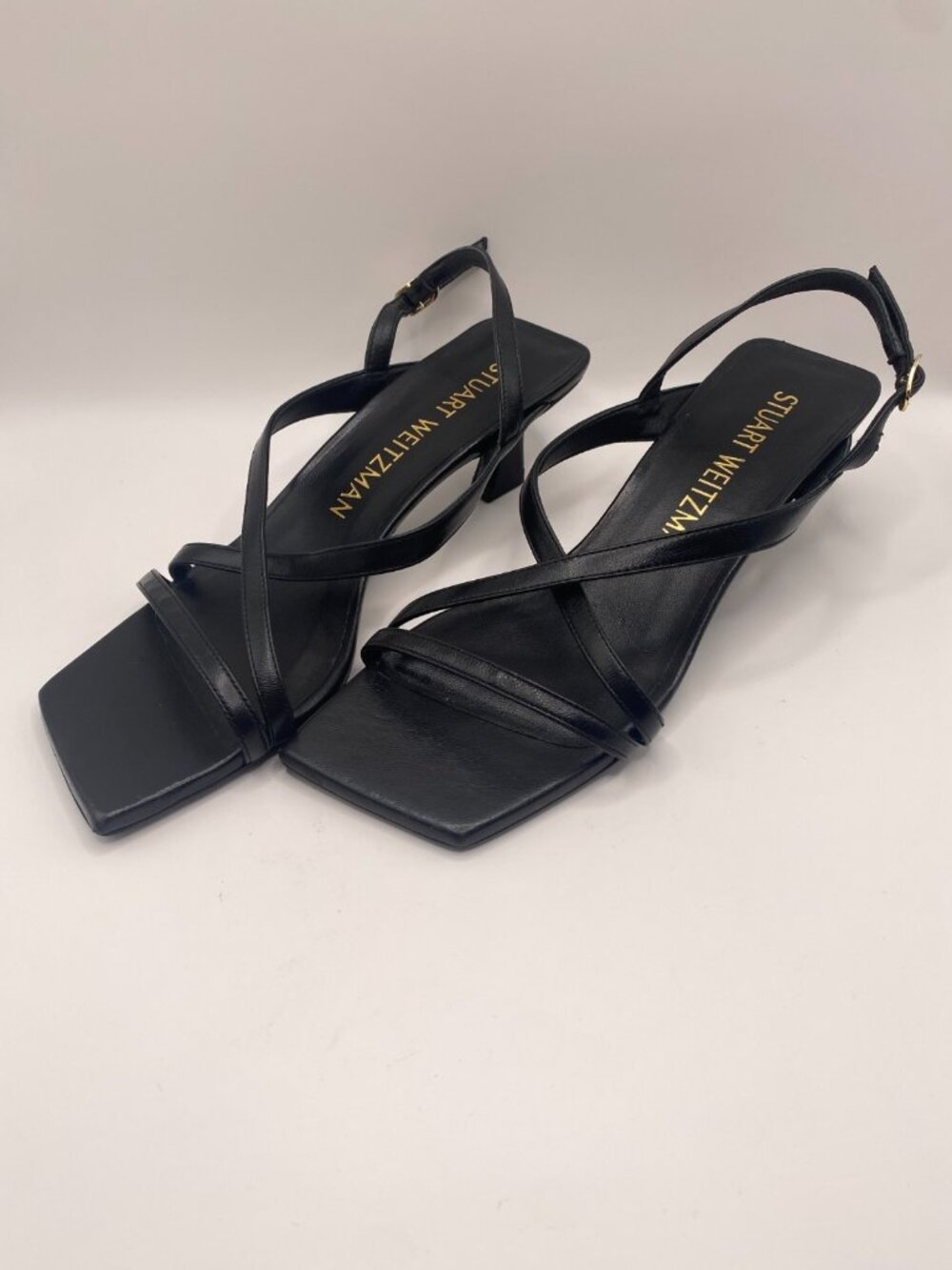 Stuart Weitzman Women's Oasis 50 Slingback Black Heel Sandals Sz 9 B